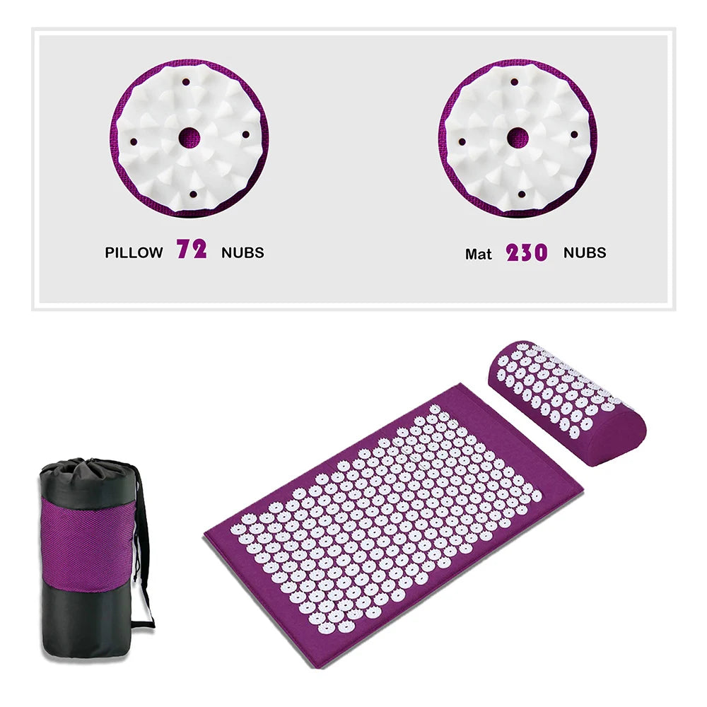 Acupuncture Relieve Stress Back Body Pain Spike Mat with Carry Bag for Men Women